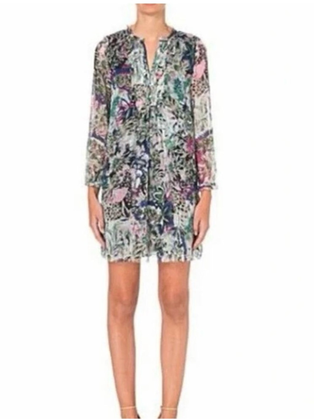Diane Von Furstenberg Annalise Silk Chiffon Mini Dress Size 10 Floral